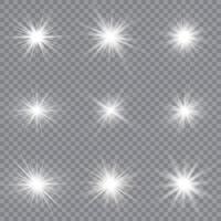 Set of juminous stars and sparkling dust vector