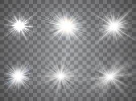 Abstract star glow and magical sparkle set vector