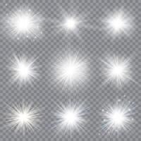 Luminous burst and glittering particles set vector