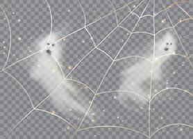 Spider web and flying ghosts. vector