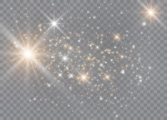 Christmas stars with glittering light effects and magic dust