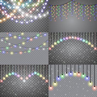 Set of festive lights for xmas posters and web designs