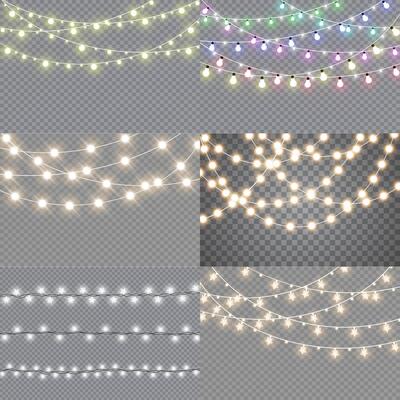 Christmas lights and garlands for posters and web design