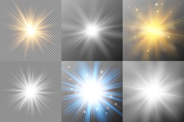 Christmas light stars and sparkling dust overlay collection