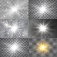 Sparkling light and dust particles starburst collection vector
