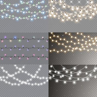 Set of Isolated Christmas lights for cards and banners