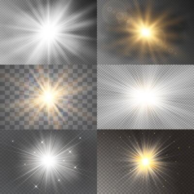Shimmering stars and magical light particles collection