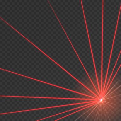 Red light effect. Laser beams with rays of light.
