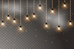 Golden shiny decor on a black background, abstract illustration for design. vector