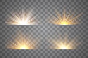 Sun flash with rays and spotlight. vector
