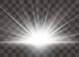 White beautiful light explodes with explosion. vector