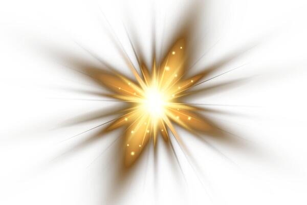 Star flashed with sparkles isolated on white background.