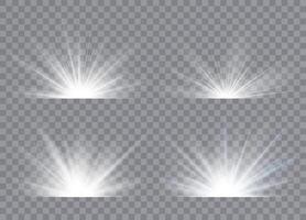 Set of realistic light glare, highlight. vector