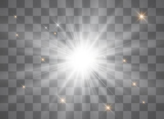 White glowing light explodes. Sparkling magical dust particles. Bright Star. To center a bright flash.
