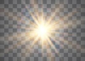 Sunlight background. Isolated yellow rays of light. vector