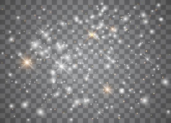 Luminous Christmas stars with shimmering magic dust