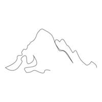 Single continuous line drawing mountains hills vector