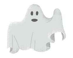 Hand drawn ghost with grunge texture. Frightening fiction character design for Halloween isolated on white background. Good for decoration and stickers vector