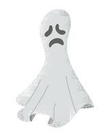 Very upset ghost with grunge texture. Frightening fiction hand drawn character design for Halloween isolated on white background. Good for decoration and stickers vector