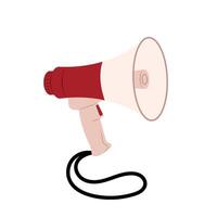Megaphone. Loudspeaker, speaker, bullhorn alert. An object that amplifies sound. An advertising campaign, an advert. Flat style illustration on a white background. vector