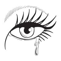 A single eye is depicted with a tear. vector