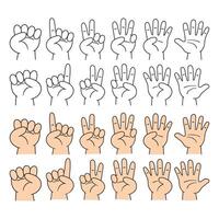 Fingers Hand gestures counting number. vector