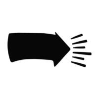 black arrow pointing to the right with lines radiating from its tip. The arrow is stylized with a curved shape and the radiating lines. vector