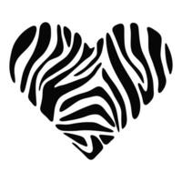 heart-shaped pattern with black and white zebra stripes. vector