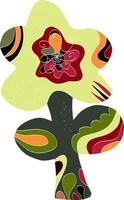a colorful flower with a green stem and a red flower vector