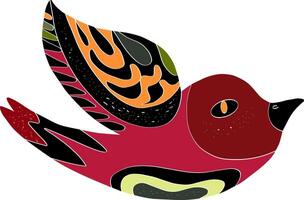 a colorful bird with a black and red design vector