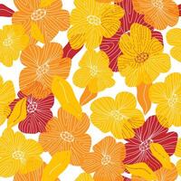 a pattern with yellow and red flowers on it vector