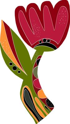 a colorful abstract flower with a leaf shape