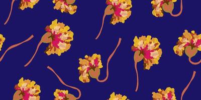 a pattern with flowers on a blue background vector