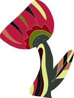 a colorful mushroom with a leafy stem vector