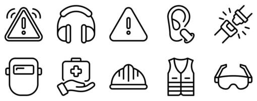 Job Safety Icon Set Secure Line Style Collection for Workplace Protection vector