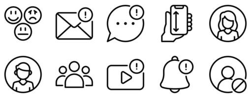 Social Media Interactions Icon Set Engaging Line Style Collection for Online Connectivity vector