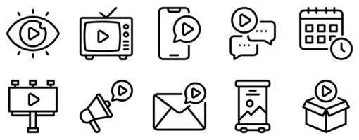 Advertisement Icon Set Bold Line Style Collection for Marketing and Promotions vector