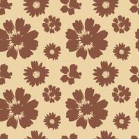 nature elements, autumn flowers seamless pattern, flowers silhouette, fall cozy pattern vector