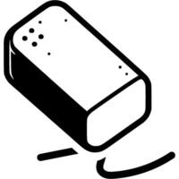 Stationery rubber eraser erases line drawn in pencil in monochrome. Simple minimalistic in black ink drawing on white background vector