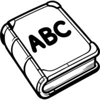 Closed book children textbook alphabet in monochrome. Simple minimalistic in black ink drawing on white background vector