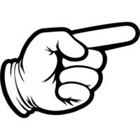 Hand gesture index finger points direction, symbol direction of movement in monochrome. Simple minimalistic in black ink drawing on white background vector