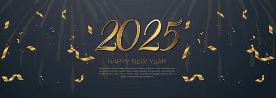 Happy New Year 2025 Greetings Background Template Banner design vector
