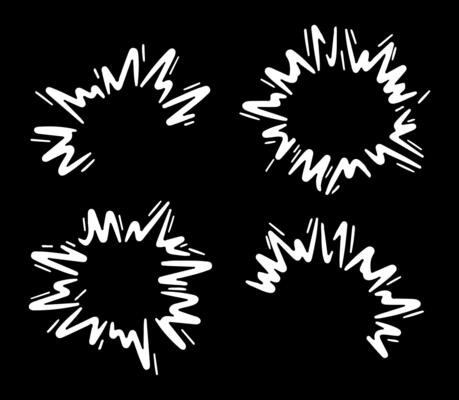 Doodle boom effect. comic bomb explosion. Hand drawn energy hit, speed crash with sparks. Power action elements set for manga and anime.