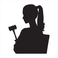 Female judge silhouette white background vector