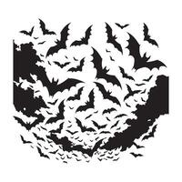 Flock of bats on white background, silhouette bats fly in the sky, halloween silhouette on white background vector
