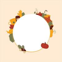Autumn elements frame, circular shape.with an empty space for the inscription. EPS 10 vector