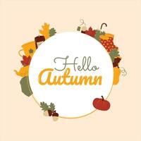 Autumn elements frame, circular shape. Hello Autumn. EPS 10 vector