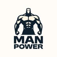 Flat Power of Man Logo Design Template vector