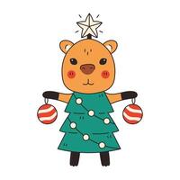 Capybara dressed as Christmas Tree vector