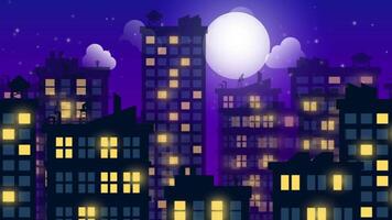 Flowing From Right To Left The City View On Alpha Channel 2D Cartoon Animation video